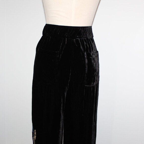 NWT Johnny Was Biya JWLA Pleat Pants Steffania Embroidered Velvet Pants Wide Leg - Picture 9 of 10